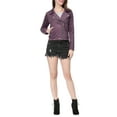 thumbnail image 1 of Unique Bargains Women's Short Zip Up Convertible Collar Faux Suede Jacket XL Dark Purple, 1 of 7