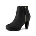 thumbnail image 1 of Unique Bargains Women's Side Zip Low Platform Chunky Heel Ankle Booties Black 7.5, 1 of 7