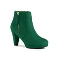 thumbnail image 1 of Unique Bargains Women's Side Zip Low Platform Chunky Heel Ankle Booties Emerald Green 6.5, 1 of 6