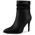 thumbnail image 1 of Unique Bargains Women's Side Zip Solid Pointy Toe Stiletto Heel Ankle Boots Black 7.5, 1 of 6
