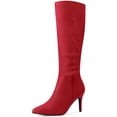thumbnail image 1 of Unique Bargains Women's Side Zip-Up Pointed Toe Stiletto Heel Knee High Boots, 1 of 6