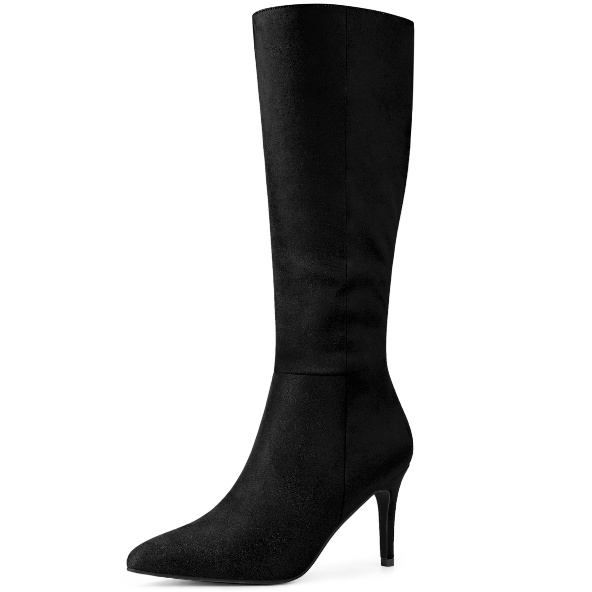 Unique Bargains Women's Side Zip-Up Pointed Toe Stiletto Heel Knee High Boots