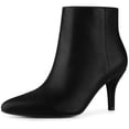 thumbnail image 1 of Unique Bargains Women's Side Zipper Pointed Toe Stiletto Heel Ankle Boots Black 7, 1 of 6