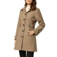 thumbnail image 1 of Unique Bargains Women's Single Breasted Long Outwear Winter Coat S Brown, 1 of 6