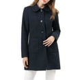 thumbnail image 1 of Unique Bargains Women's Single Breasted Winter Outwear Trench Coat XS Blue, 1 of 8