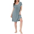 thumbnail image 1 of Unique Bargains Women's Sleepwear Pajama Dress Strtechy with Pockets Lounge Nightgown, 1 of 5