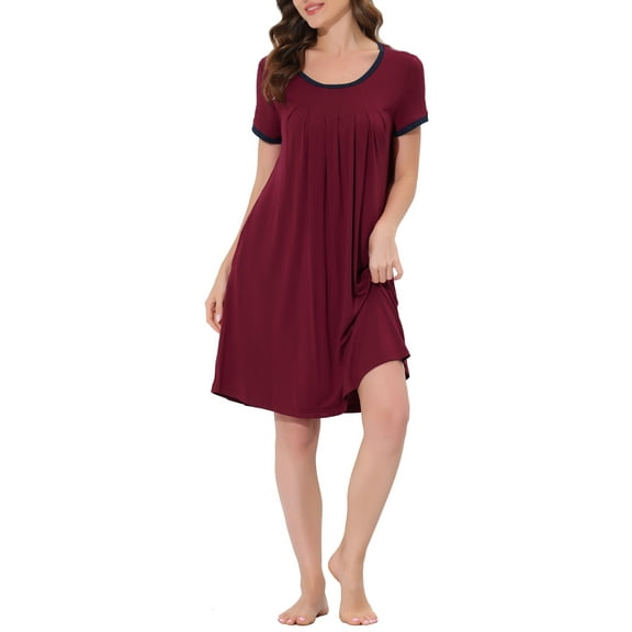Unique Bargains Women's Sleepwear Pajama Dress Strtechy with Pockets Lounge Nightgown