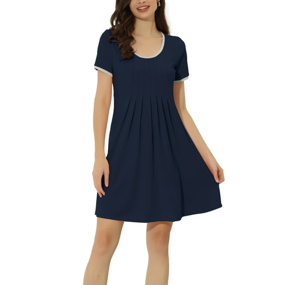 Unique Bargains Women's Sleepwear Pajama Dress Strtechy with Pockets Lounge Nightgown