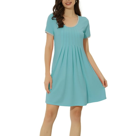 Unique Bargains Women's Sleepwear Pajama Dress Strtechy with Pockets Lounge Nightgown