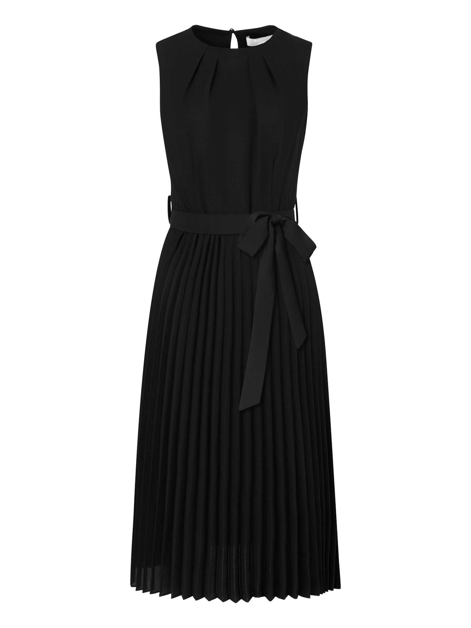 DARING DIVA Sleeveless Pleated Tie Waist Casual Office A-Line Dress M Black