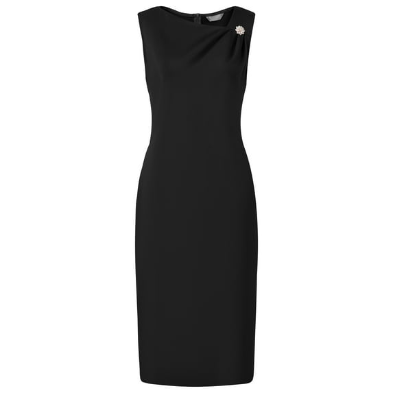 Unique Bargains Women's Sleeveless Sheath Asymmetrical Ruched Neck Pencil Dresses L Black