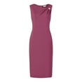 thumbnail image 1 of Unique Bargains Women's Sleeveless Sheath Asymmetrical Ruched Neck Pencil Dresses L Dark Pink, 1 of 6