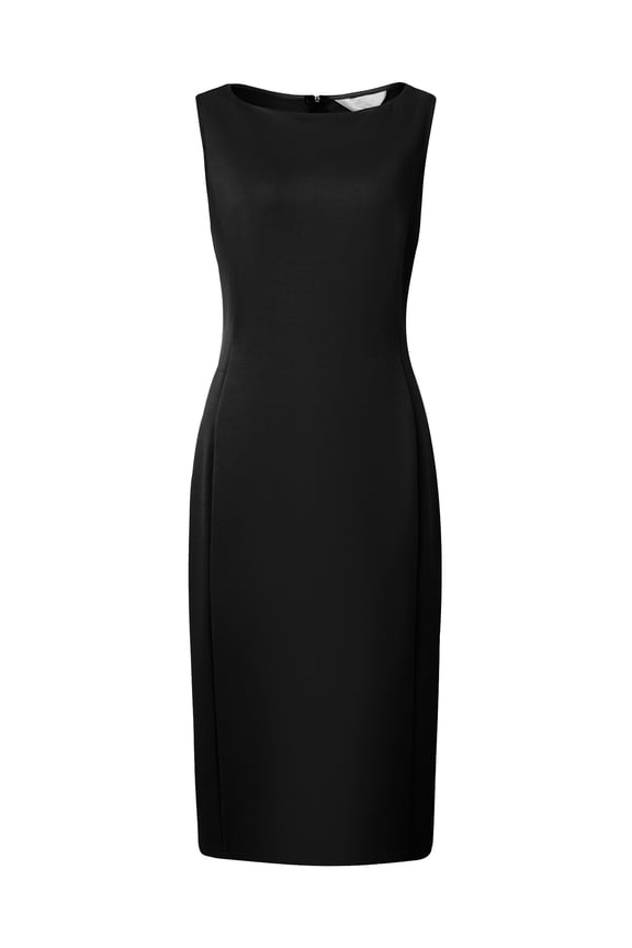 Sleeveless Sheath Boat Neck Pencil Dress M Black