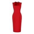 thumbnail image 1 of DARING DIVA Pencil Sleeveless Square Neck Bodycon Dress L Red, 1 of 6