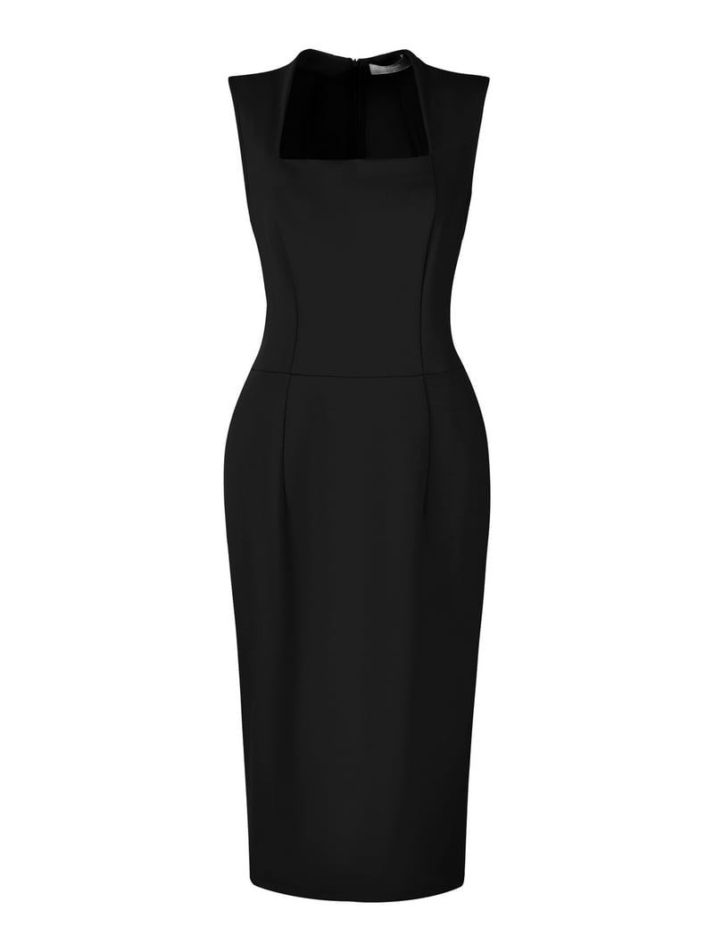 Unique Bargains Women's Sleeveless Sheath Dress Elegant Black