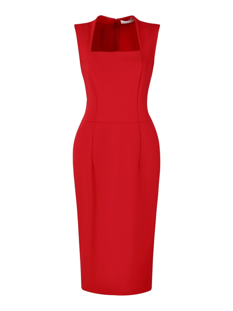 Daring Diva Pencil Sleeveless Square Neck Bodycon Dress XL Red Daring Diva Pencil Sleeveless Square Neck Bodycon Dress XL Red