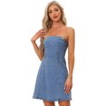 thumbnail image 1 of Unique Bargains Women's Sleeveless Stapless Denim Dress Mini Dress S Light Blue, 1 of 6