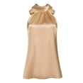 thumbnail image 1 of Unique Bargains Women's Sleeveless Top Halter Neck Tie Back Satin Blouse XL Beige, 1 of 6