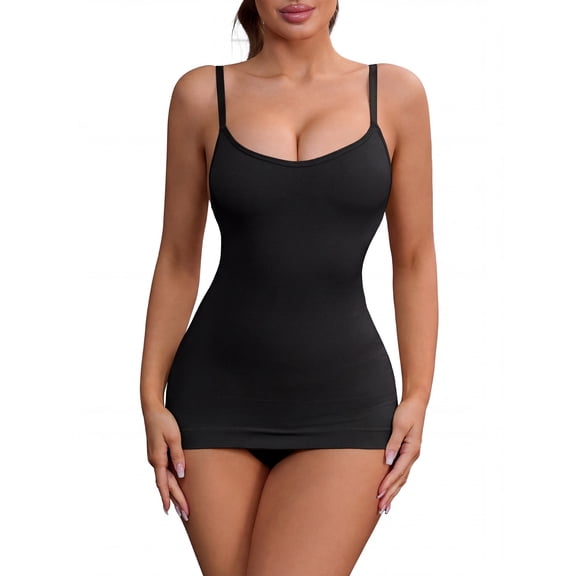 DARING DIVA Women's Slim Adjustable Straps Tummy Control Camisoles XL Black