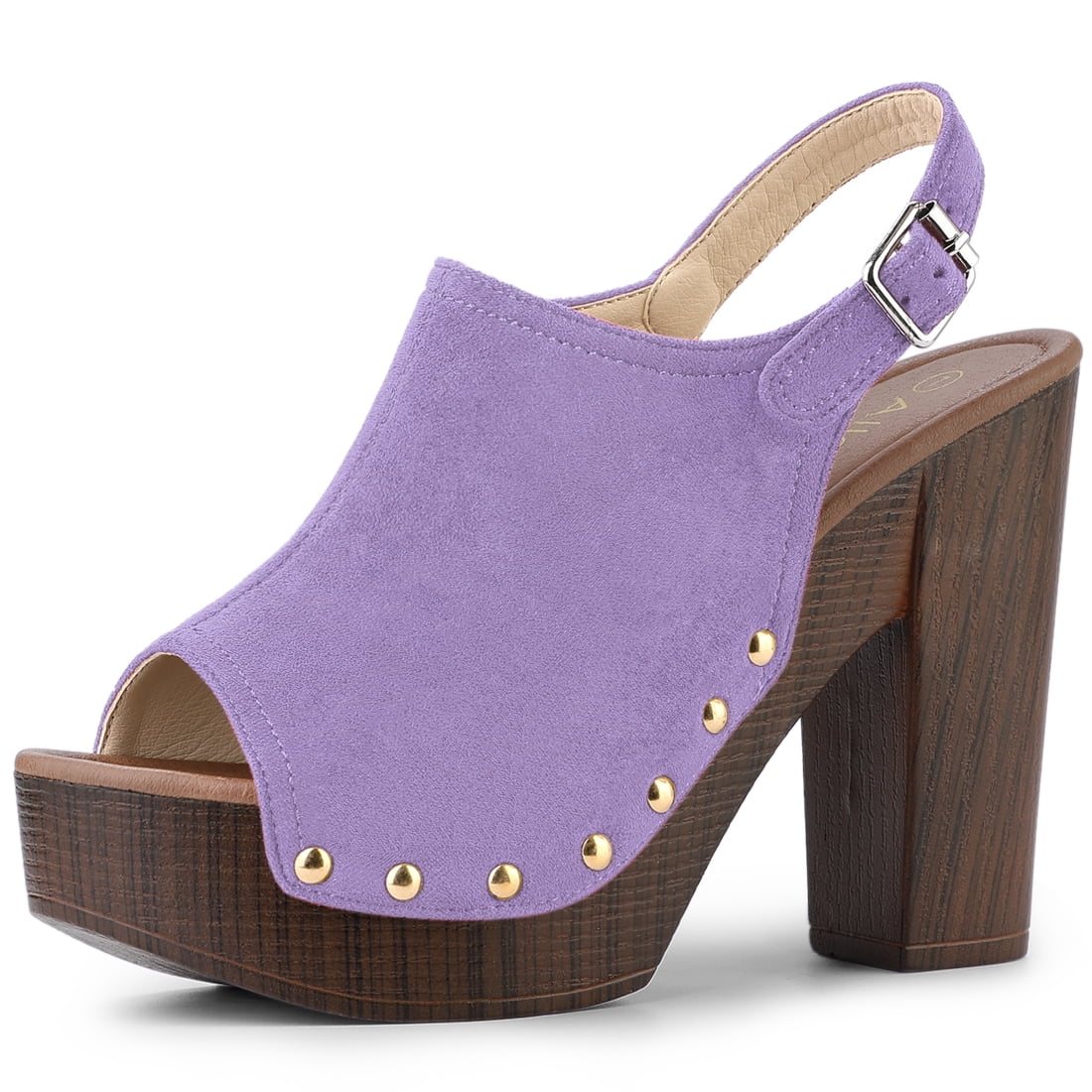 DARING DIVA Women's Slingback Platform Chunky Heel Sandals Purple US 8.5/UK 6.5/EU 40