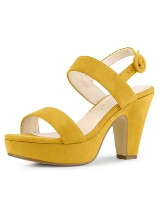 Mustard chunky cheap heels