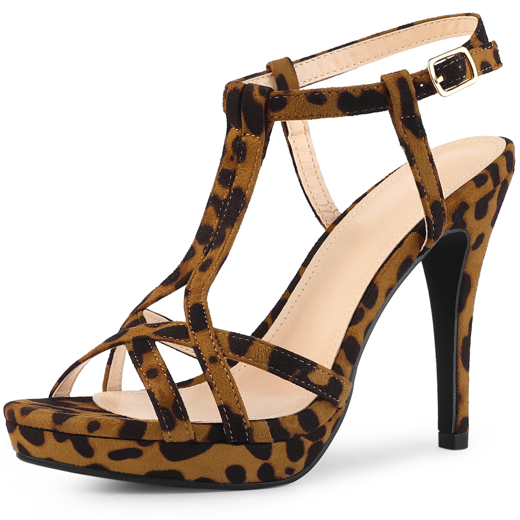 DARING DIVA Women's Slingback Stiletto Heel Sandals Leopard US 7/UK 5/EU 38