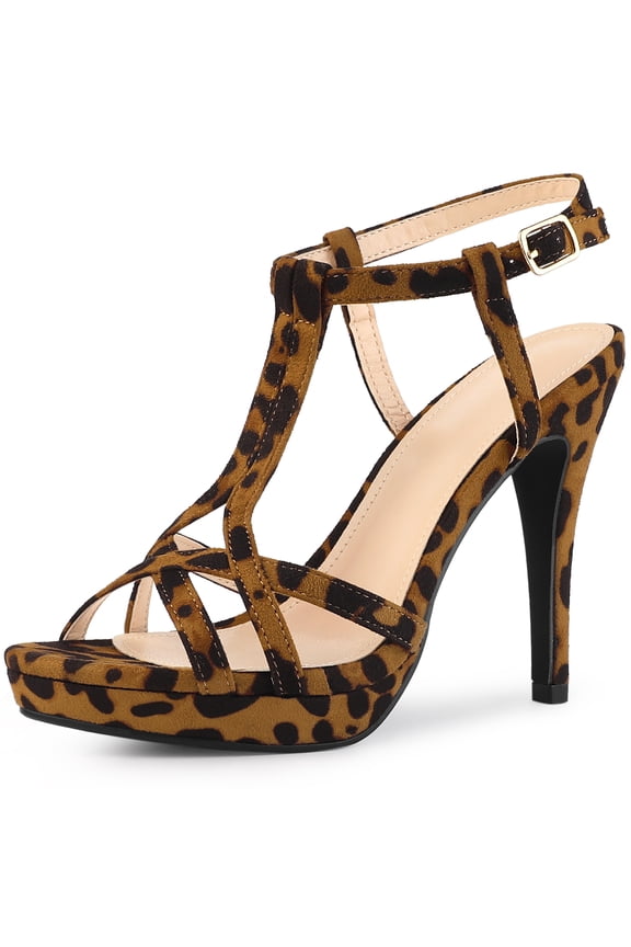 Women's Slingback Stiletto Heel Sandals Leopard US 7/UK 5/EU 38