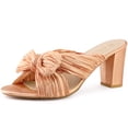 thumbnail image 1 of Unique Bargains Women's Slip on Bow Chunky Heel Slide Sandals, 1 of 7