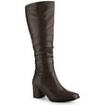 thumbnail image 1 of Unique Bargains Women's Slouch Square Toe Chunky Heels Knee High Boots Brown 8, 1 of 7
