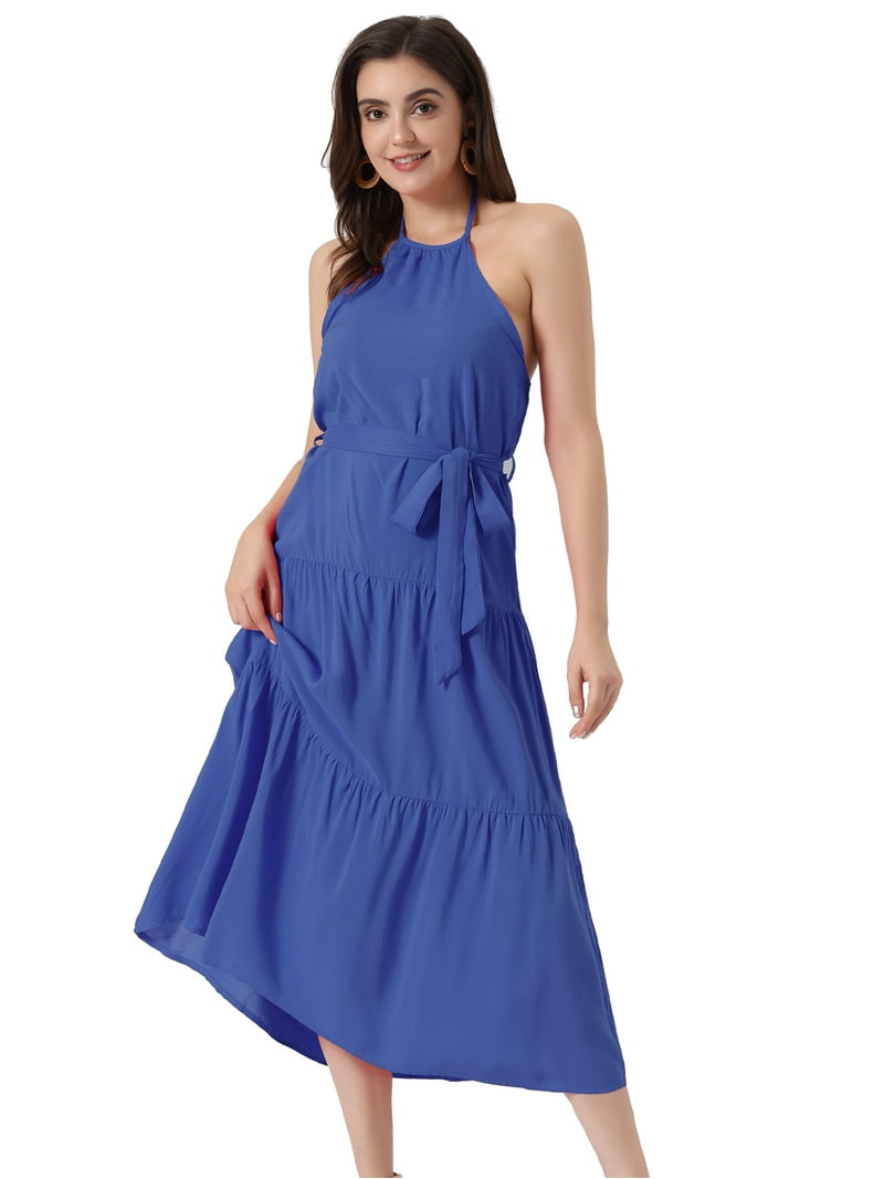 royal blue sun dress Blue Opal Crinkle Chiffon, Mini main image 1
