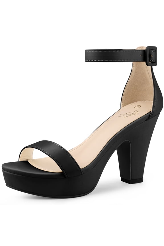 Women's Solid Open Toe Platform Slingback Chunky Heel Sandals