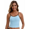 thumbnail image 1 of Unique Bargains Women's Spaghetti Strap Contrast Color Cropped Camisole L Sky Blue, 1 of 6