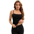 thumbnail image 1 of Unique Bargains Women's Spaghetti Strap Tank Top Basic Undershirt Ribbed Camisole M Black, 1 of 6