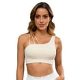 thumbnail image 1 of DARING DIVA Women's Three Spaghetti Thin Straps Sports Bra Fitness Tank Top Beige M, 1 of 6