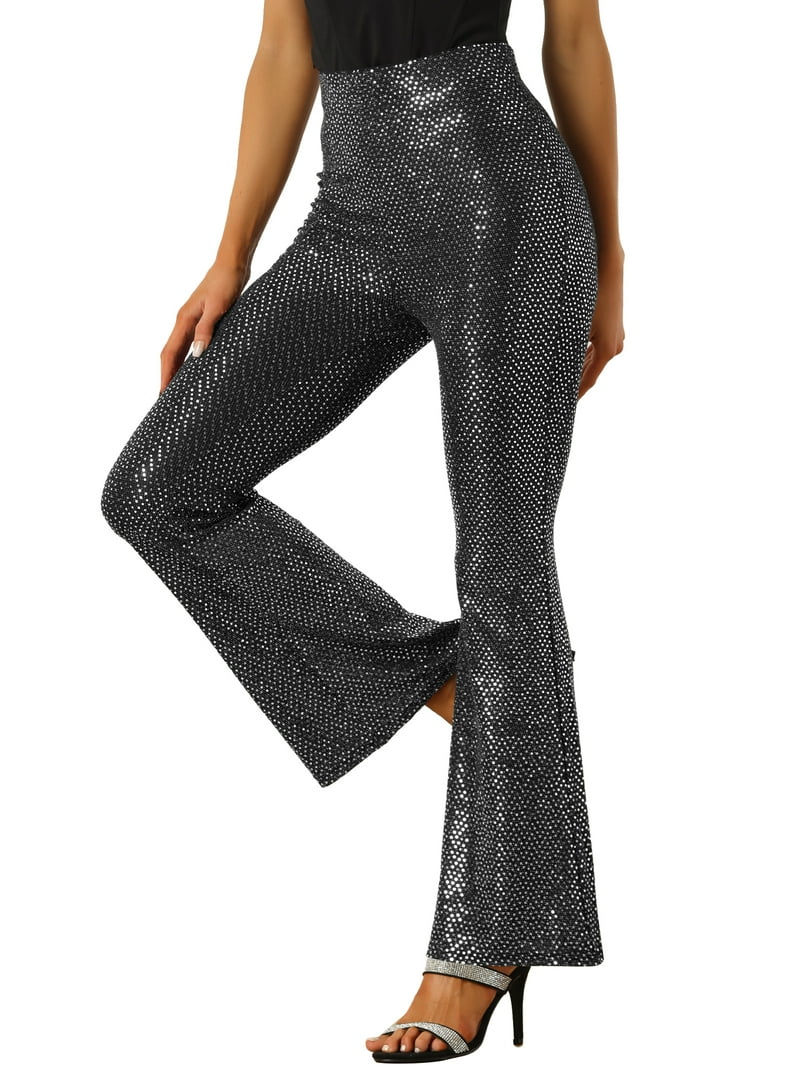 パンツ GLITTER SKIRPANTS BELPER DARING DIVA Women's Sparkle Bell Bottoms Stretch Shiny Flare