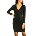 thumbnail image 1 of Unique Bargains Women's Sparkle Glitter V Neck Long Sleeve Stretchy Bodycon Dress, 1 of 7