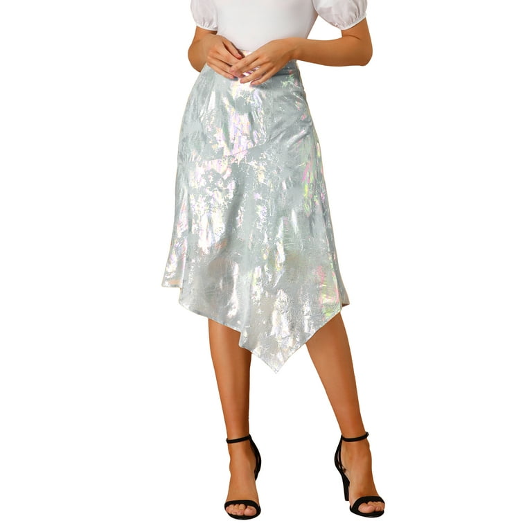 Holographic white skirt hotsell