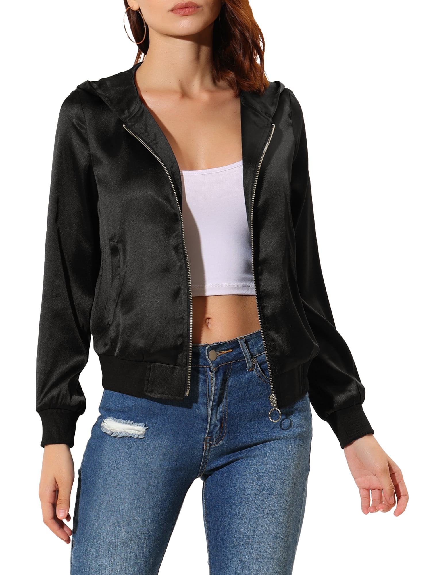 andy & natalie Women's Bomber Jacket Long Sleeve Zip up Raglan Bomber Jacket  with Pockets at Amazon Women's Coats Shop