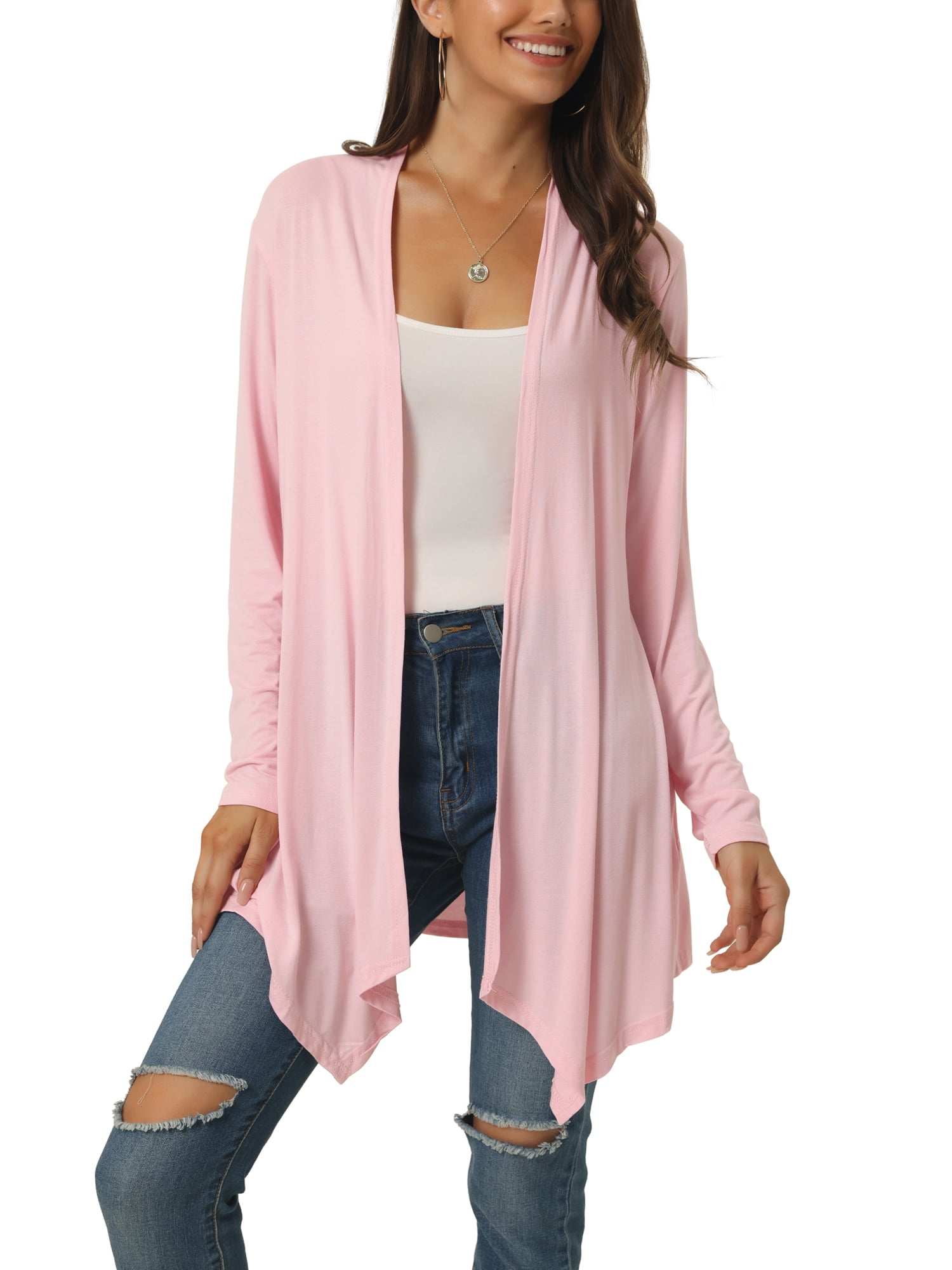 Unique Bargains Women's Spring Fall Draped Open Front Lightweight Cardigan