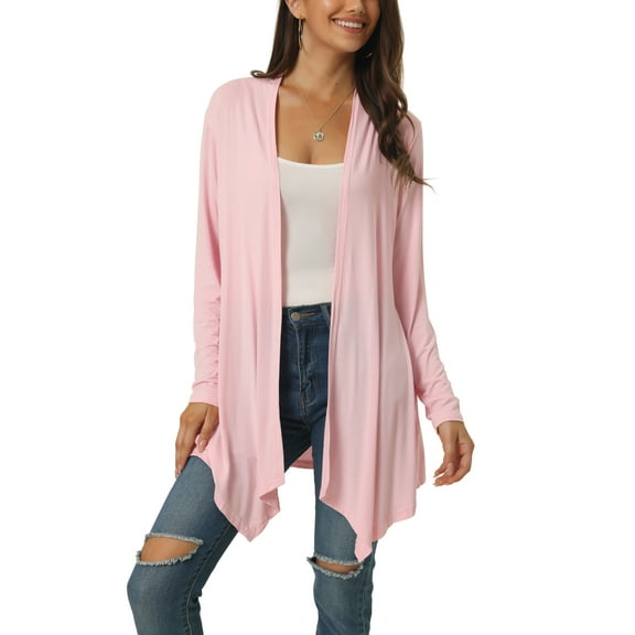 Unique Bargains Women's Spring Fall Draped Open Front Lightweight Cardigan