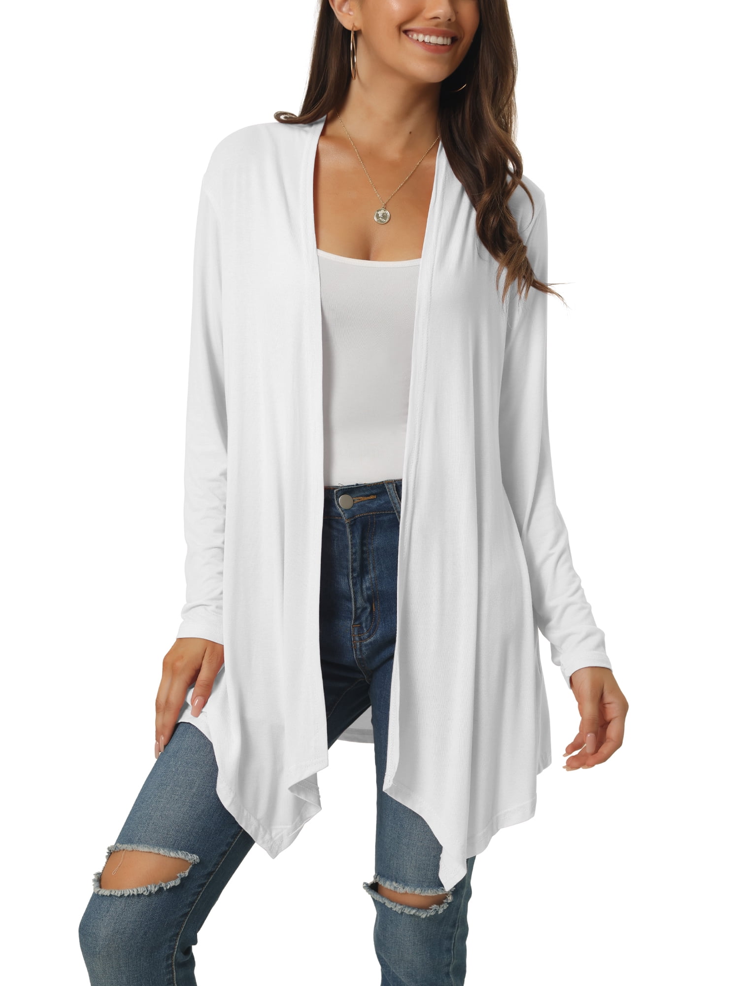Unique Bargains Women's Spring Fall Draped Open Front Lightweight Cardigan