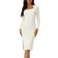 thumbnail image 1 of DARING DIVA Slim Fit Ribbed Knit Bodycon Sweater Dress L White, 1 of 6
