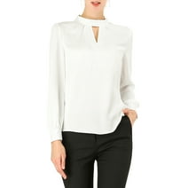 Unique Bargains Women's Stand Collar Long Sleeve Work Office Blouse