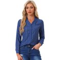 thumbnail image 1 of Unique Bargains Women's Stand Collar Metallic Dots Stars Blouse Top M Royal Blue-Leaf, 1 of 4