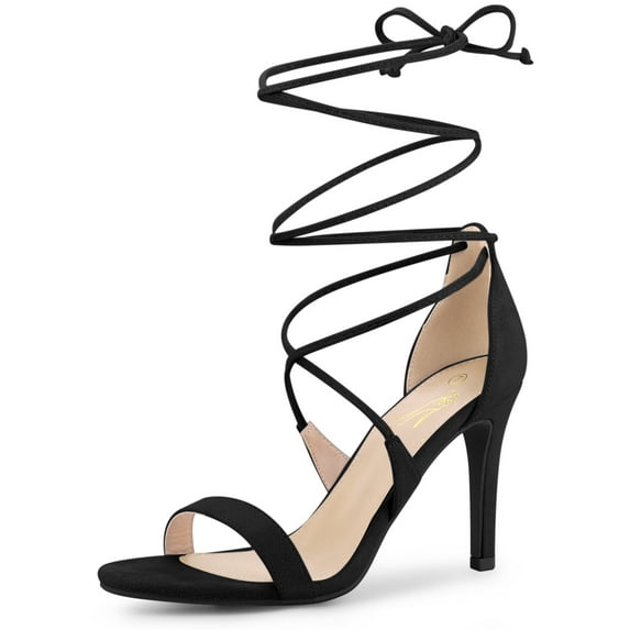 Unique Bargains Women's Stiletto High Heel Lace Up Sandals