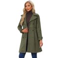 thumbnail image 1 of Unique Bargains Women's Strap Cuff Solid Double Breasted Tie Belt Trench Coats S Army Green, 1 of 6