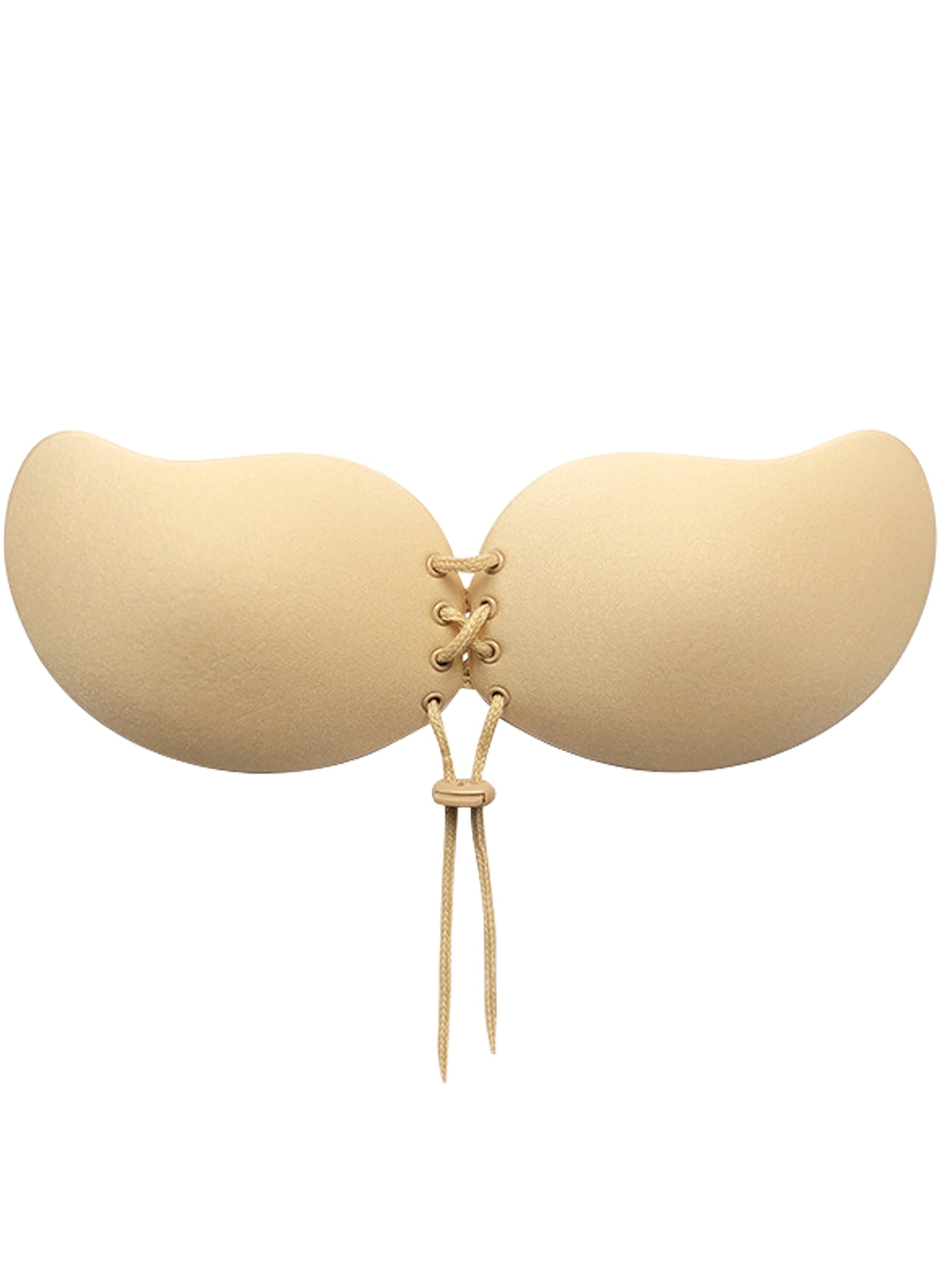 Unique Bargains Women's Strapless Push Up Backless Bras L Beige Mango Cup