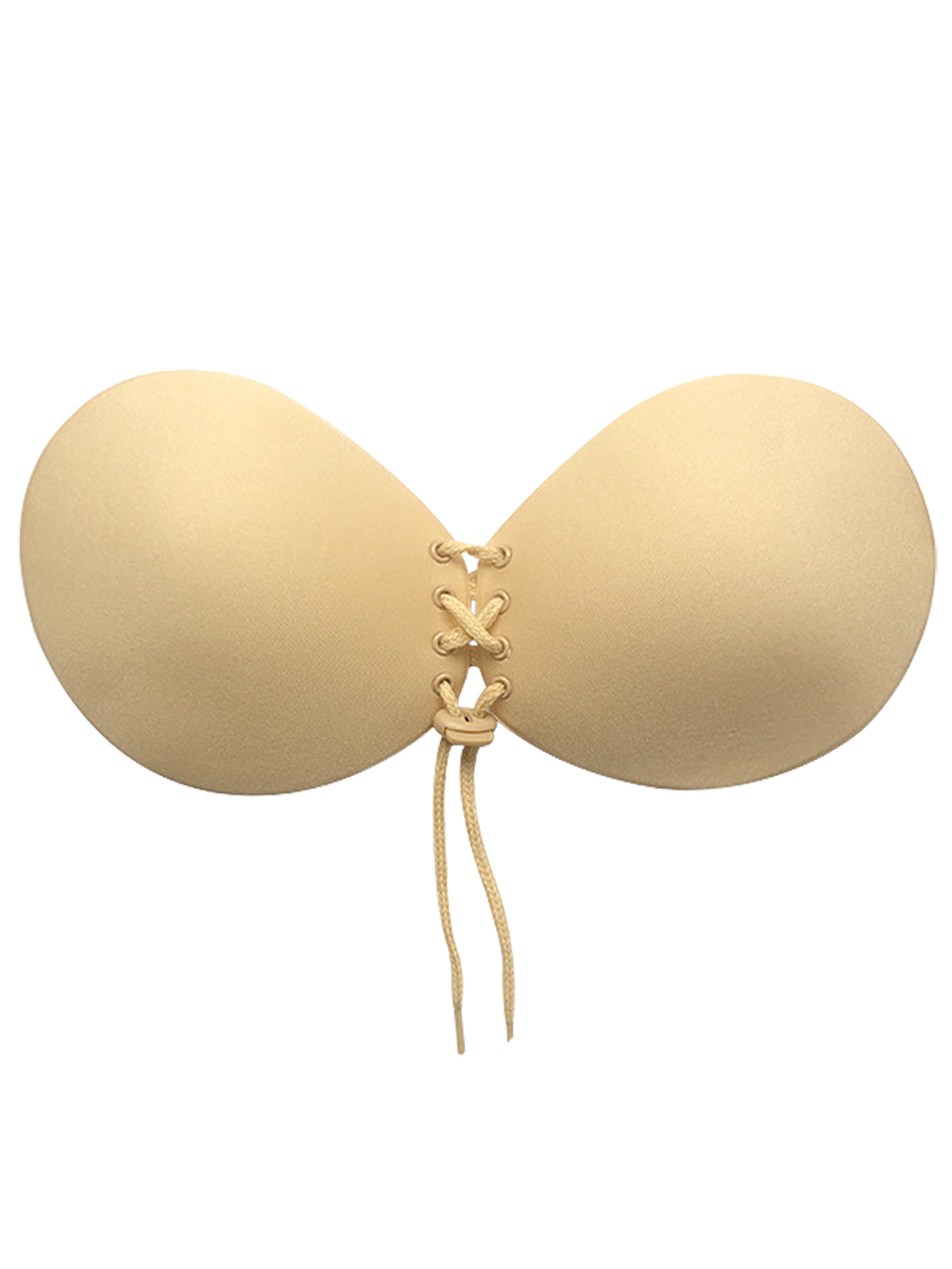 Unique Bargains Women's Strapless Push Up Backless Bras M Beige Round Cup