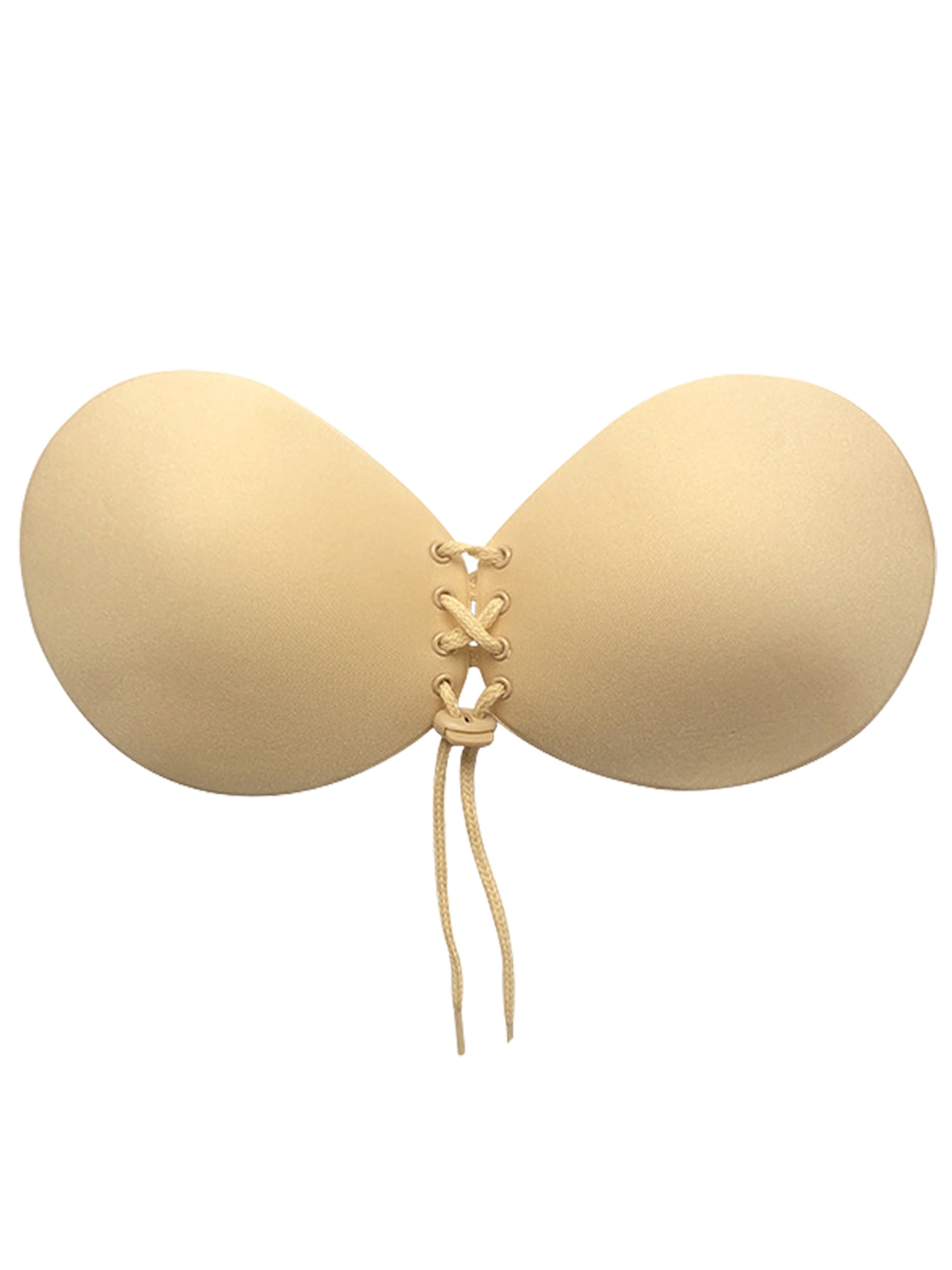Unique Bargains Women's Strapless Push Up Backless Bras S Beige Round Cup