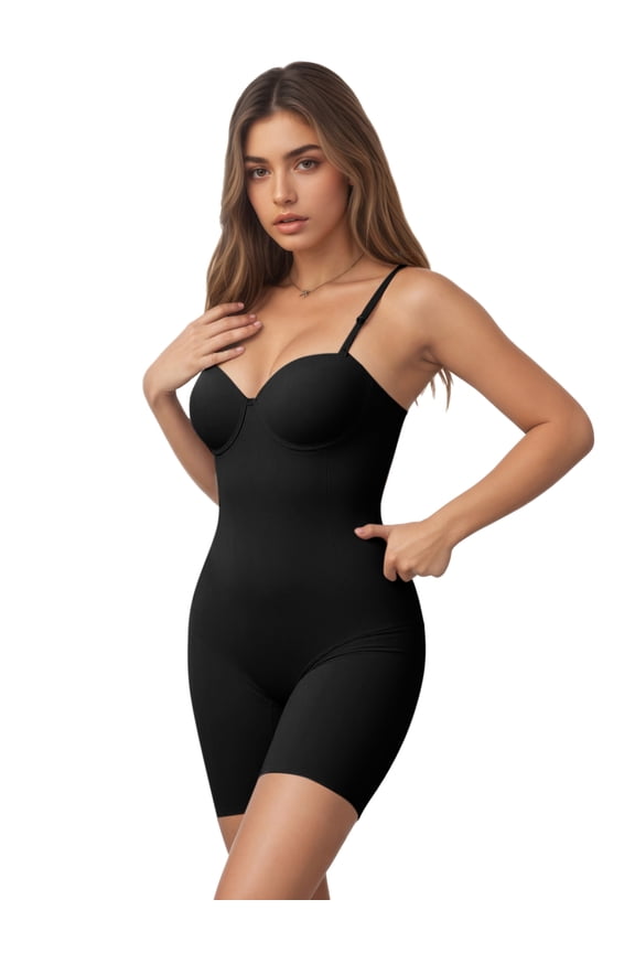 Women's Strapless Shapewear Tummy Control Bodysuit XL Black